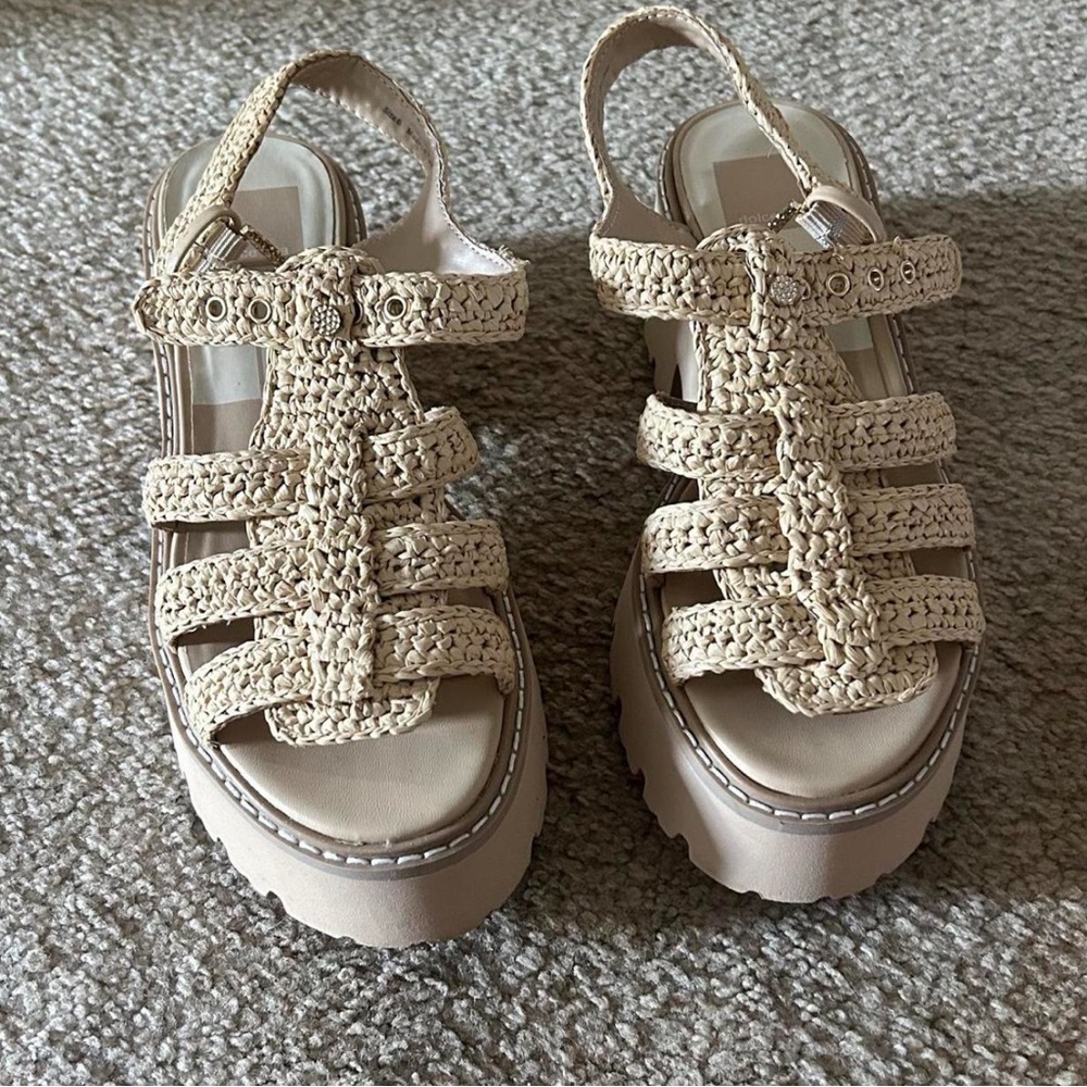 Dolce Vita Tan Woven Platform Sandals